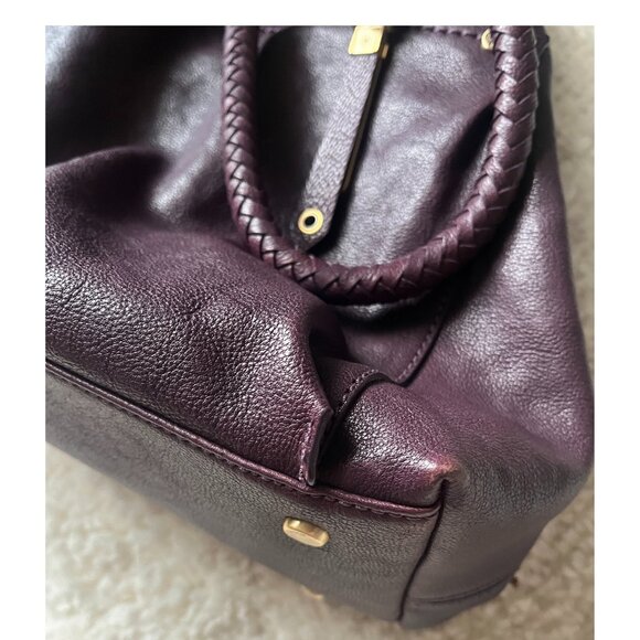 Cole Haan Purple Leather Bag Gold Accents - Picture 8 of 11
